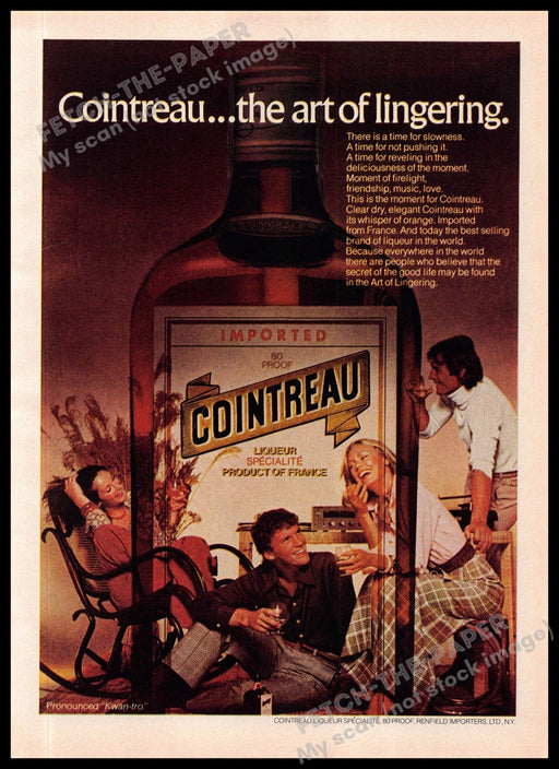 Cointreau 1970s Magazine Print Ad 1975 "...the art of lingering" Cointreau