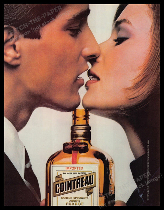 Cointreau 1980s Print Ad 1984 Kissing Couple Fetch-the-Paper