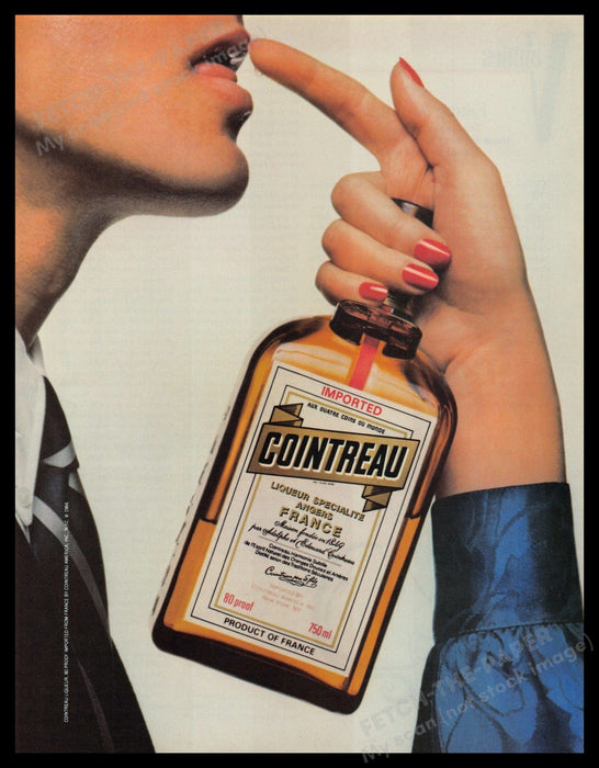 Cointreau 1980s Print Advertisement Ad 1984 Taste Drop of Liquid into Mouth Fetch-the-Paper
