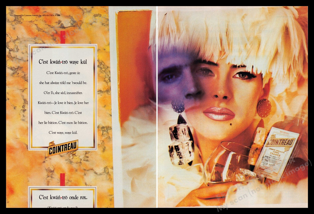 Cointreau France 1980s Print Advertisement (2 Page) 1989 Blended Face Fetch-the-Paper