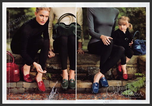 Cole Haan Shoes 2000s Print Advertisement (2 pages) 2008 Ladies & Little Girl Fetch the Paper!