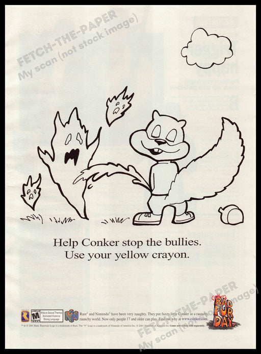 Conker's Bad Fur Day Video Game 2000s Print Advertisement 2001 Conker's Bad Fur Day