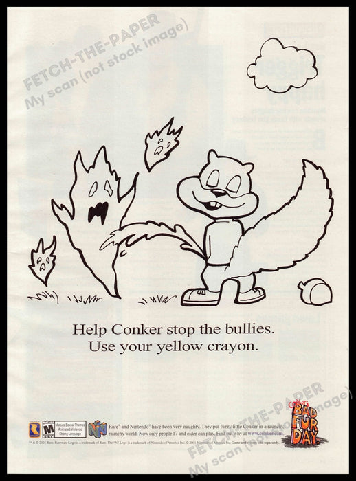 Conker's Bad Fur Day Video Game 2000s Print Advertisement 2001 Conker's Bad Fur Day