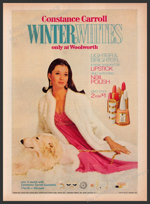 Constance Carroll Winter Whites Cosmetics 1960s Print Advertisement Ad 1969 Fetch the Paper!