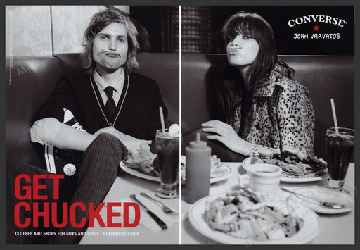 Converse Get Chucked Shoes 2000s Print Advertisement (2 pages) 2008 Restaurant Fetch the Paper!