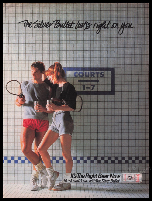 Coors Beer 1980s Print Advertisement Ad 1988 Couple Squash Legs Fetch the Paper!