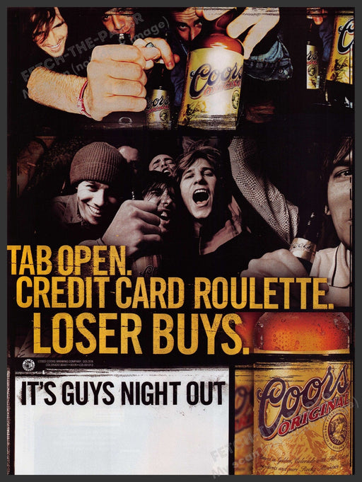 Coors Beer 2000s Print Advertisement Ad 2003 Guys Night Out Fetch-the-Paper
