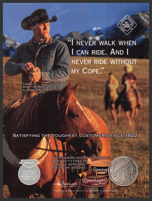 Copenhagen Tobacco 2000s Print Advertisement 2005 Ty Murray Rodeo Fetch-the-Paper