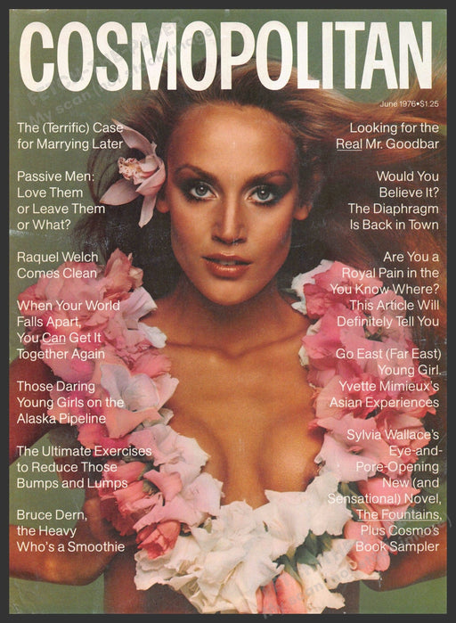 Cosmopolitan COVER ONLY Jerry Hall 1970s Magazine Cover 1976 Fetch-the-Paper