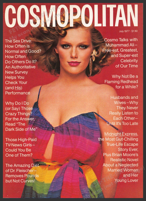 Cosmopolitan COVER ONLY Patti Hansen 1970s Magazine Cover 1977 Fetch-the-Paper