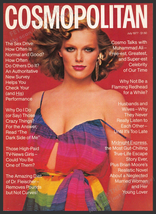 Cosmopolitan COVER ONLY Patti Hansen 1970s Magazine Cover 1977 Fetch-the-Paper