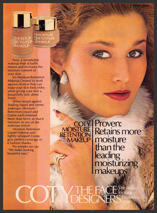 Coty 1980s Magazine Print Advertisement 1981 Face Designers Makeups Fetch-the-Paper