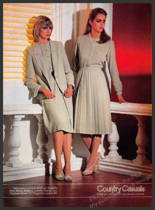 Country Casuals Clothing 1980s Print Advertisement Ad 1981 Legs Dresses Workwear Fetch-the-Paper