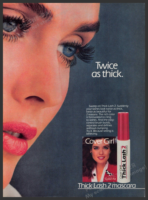 Cover Girl 1980s Print Advertisement 1986 Carol Alt Thick Lash 2 Ad Cover Girl