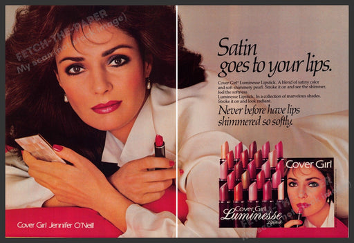 Cover Girl 1980s Print Advertisement (2 page centerfold) 1984 Jennifer O'Neill Fetch-the-Paper