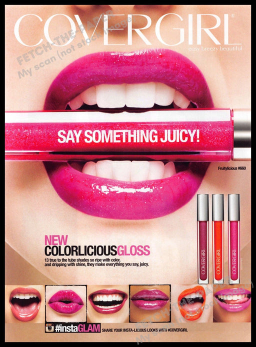 Cover Girl 2010s Magazine Print Ad 2014 "Say something juicy" Lips Cover Girl