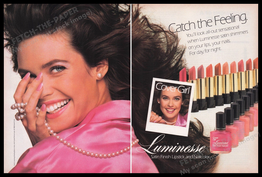 Cover Girl Carol Alt Lipsticks 1980s Print Advertisement (2 pages) 1988 Fetch the Paper!