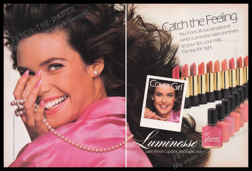 Cover Girl Carol Alt Lipsticks 1980s Print Advertisement (2 pages) 1988 Fetch the Paper!
