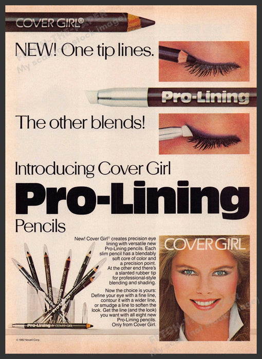 Cover Girl Christie Brinkley 1980s Print Advertisement 1982 Pro-lining Pencil Fetch-the-Paper