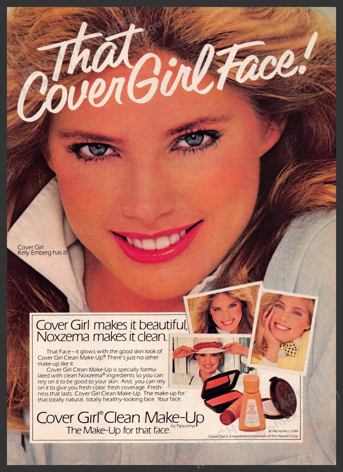 Cover Girl Clean Make-up Kelly Emberg 1980s Print Ad — Fetch-the-Paper