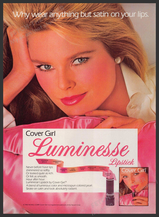 Cover Girl Luminesse Lipstick Christie Brinkley 1980s Print Advertisement 1983 Fetch-the-Paper