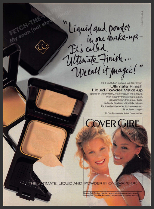 Cover Girl Make-up 1990s Print Advertisement 1995 Rachel Hunter Tyra Banks Cover Girl