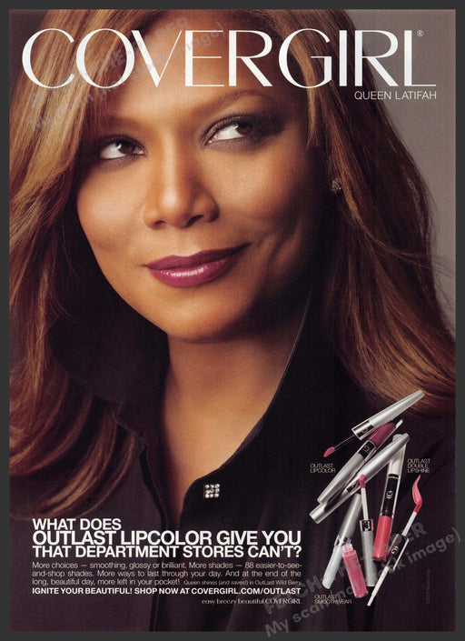 Cover Girl Queen Latifah 2000s Print Advertisement 2009 Face Lips Fetch-the-Paper