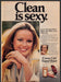 Cover Girl SuperSheer 1970s Print Advertisement 1976 Noxzema "Clean is sexy" Fetch-the-Paper