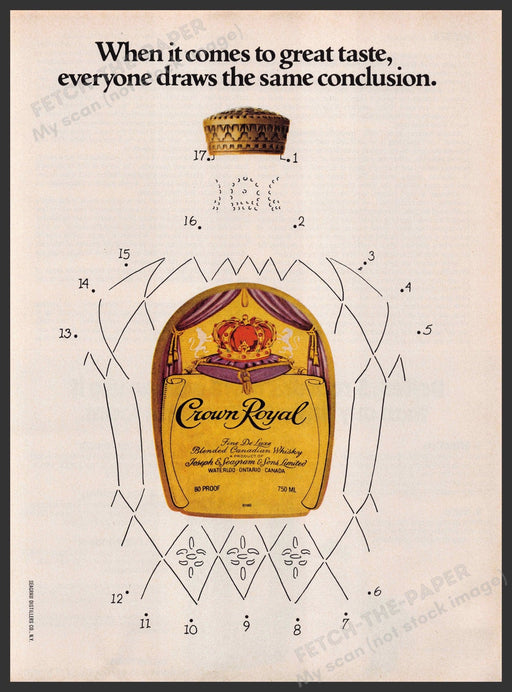 Crown Royal 1980s Print Advertisement 1981 Connect by Number Fetch-the-Paper