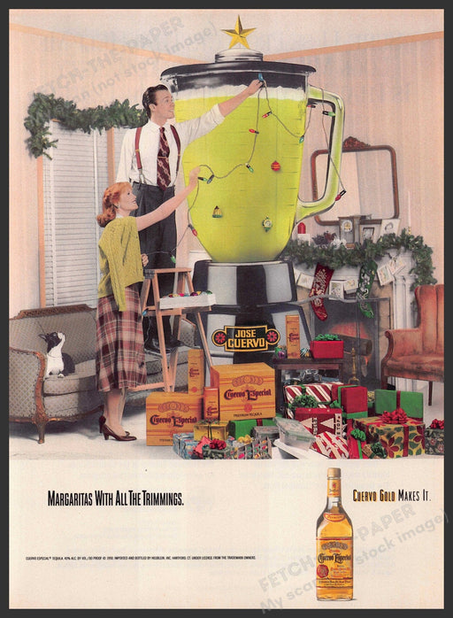 Cuervo Gold 1990s Print Advertisement 1990 Blender Christmas Tree Decorating Cuervo Gold
