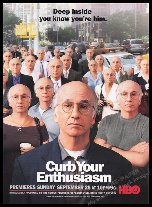 Curb Your Enthusiasm T.V. Show 2000s Print Advertisement Ad 2005 Larry David Fetch the Paper!