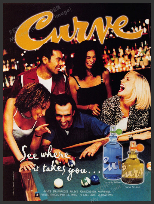 Curve Fragrance 2000s Print Advertisement 2002 Friends Playing Pool Fetch-the-Paper