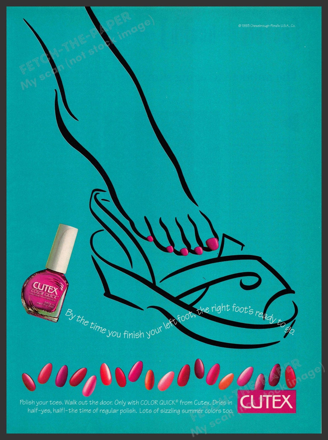 Cutex 1990s Print Advertisement 1993 Color Quick Toes Sandal Foot ...