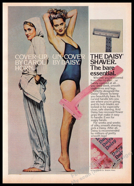 Daisy Shaver 1970s Print Advertisement 1977 Legs Bare Essential Carol Horn Daisy Shaver