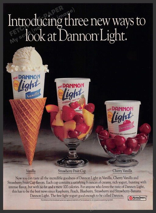Dannon Light 1990s Print Advertisement 1990 "Three new ways to look" Dannon Light