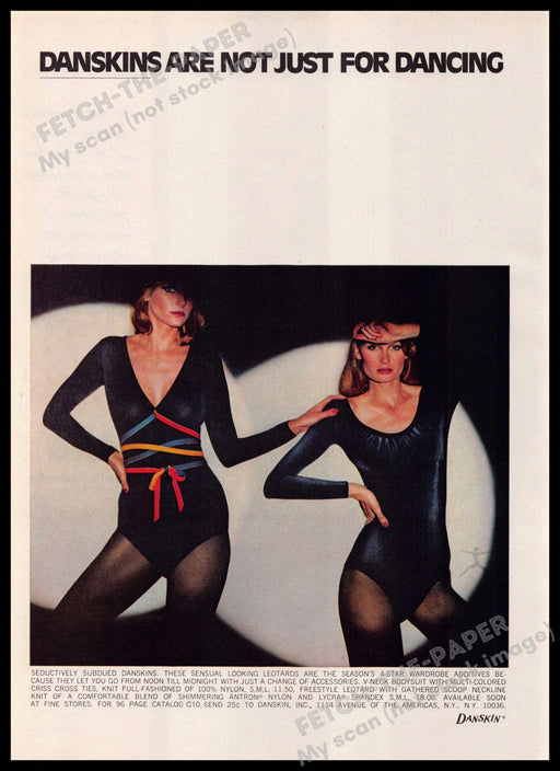Danskin 1970s Magazine Print Ad 1976 "Not just for dancing" Spotlight Legs Danskin