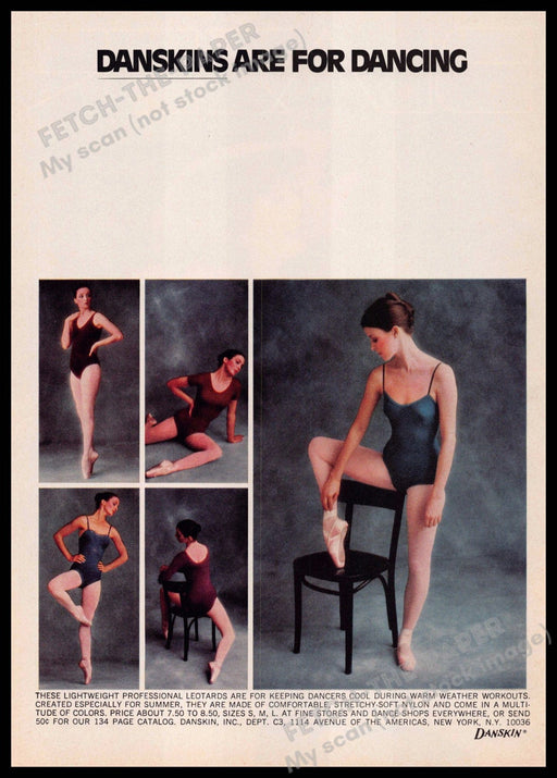 Danskin 1970s Print Advertisement 1977 Ballerinas Pointe Leotard Tights Dancers Danskin