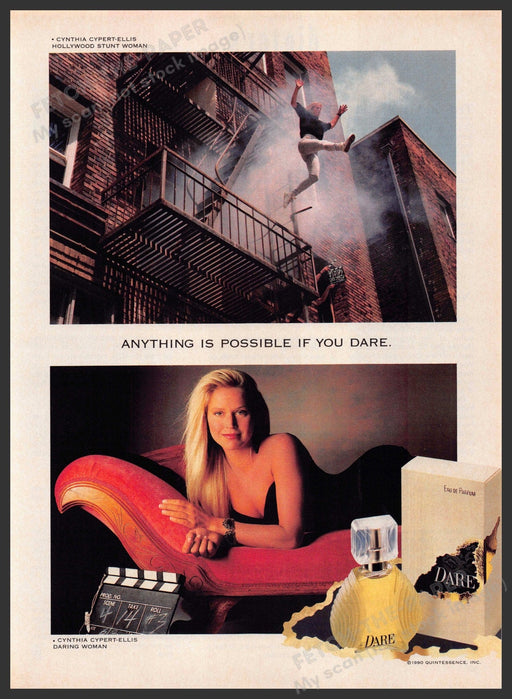 Dare 1990s Print Ad 1990 Cynthia Cypert-Ellis Stunt Woman (Not the perfume) Fetch-the-Paper