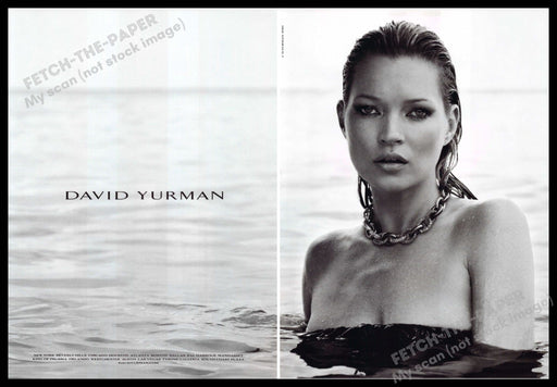 David Yurman 2010s Print Advertisement (2 pages) 2010 Kate Moss In Water Jewelry Fetch-the-Paper
