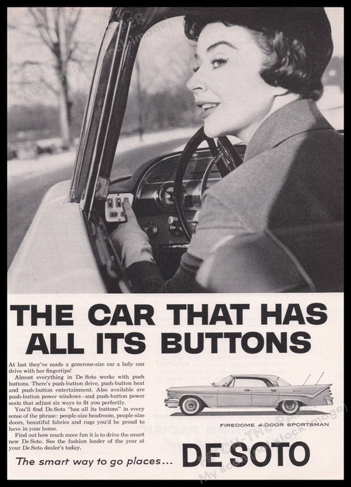 De Soto Car Firedome 4-Door Sportsman 1950s Print Advertisement Ad 1959 Fetch the Paper!
