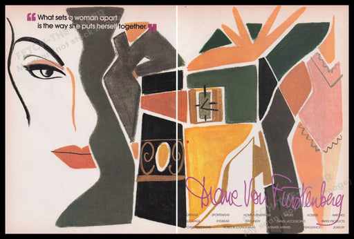 Diane Von Furstenberg Clothing & Fashion 1980s Print Advertisement (2 pgs) 1987 Fetch the Paper!