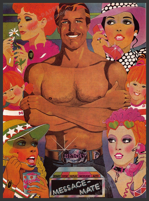 Dick Ellescas Artist 1980s Magazine Illustration 1981 "Message Mate" Guy Women Fetch-the-Paper