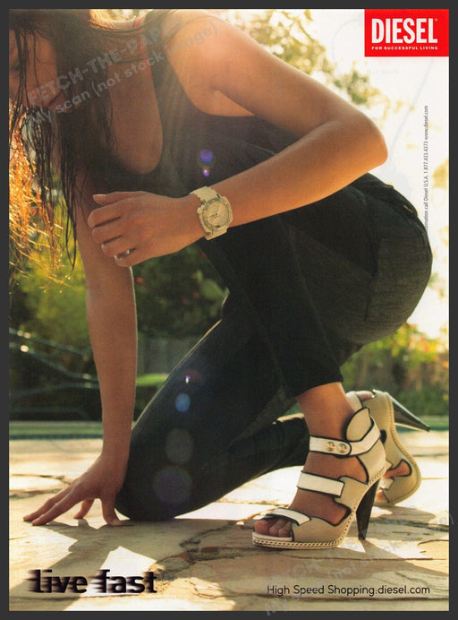 Diesel Footwear Shoes "Live Fast" 2000s Print Advertisement 2008 Legs Fetch-the-Paper