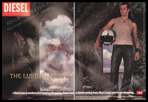Diesel Jeans 1990s Print Advertisement (2 pages) 1999 "The Luxury of Dirt" Fetch the Paper!