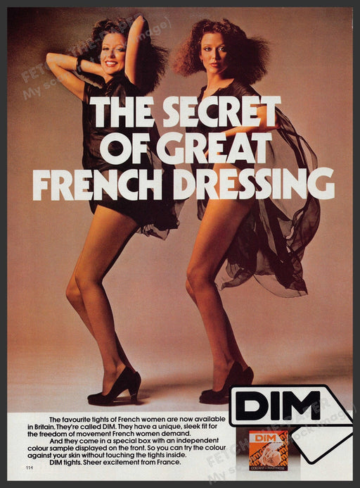 Dim Hosiery 1980s Print Advertisement Ad 1980 "Secret of great french dressing" Fetch-the-Paper