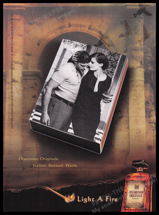 Disaronno Originale Amaretto 1990s Print Advertisement Ad 1999 "Light a fire" Fetch the Paper!