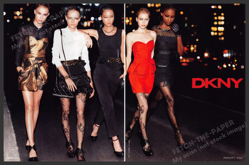 DKNY Clothing 2010s Print Advertisement (2 pages) 2010 Girls Night Out Legs City Fetch-the-Paper