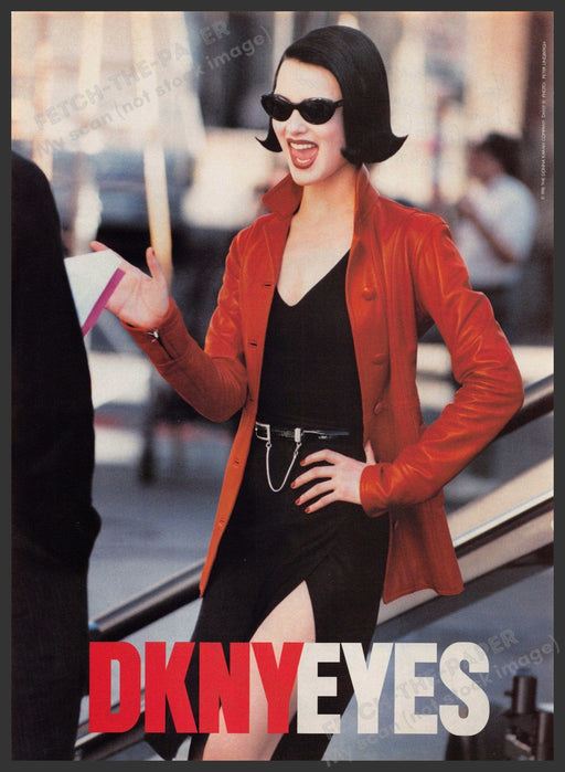 DKNY Eyes Sunglasses 1990s Print Advertisement 1995 Boss Lady Streets Fetch-the-Paper