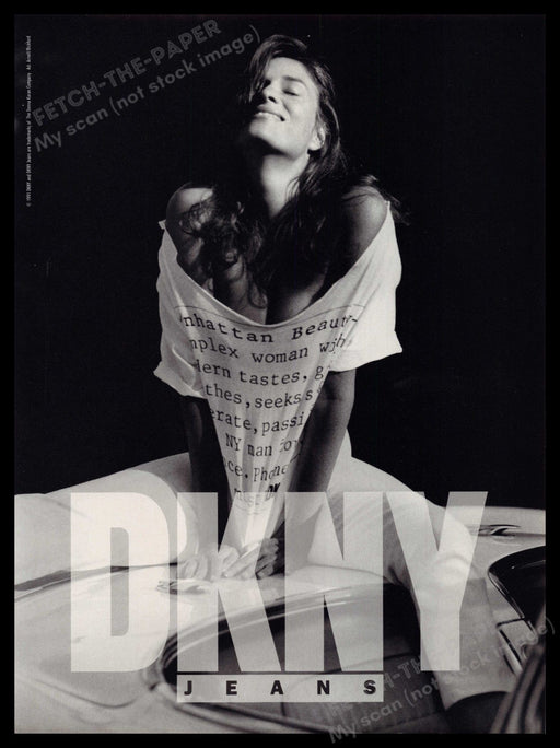 DKNY Jeans 1990s Print Advertisement Ad 1991 Manhattan Beauty Shirt Fetch-the-Paper