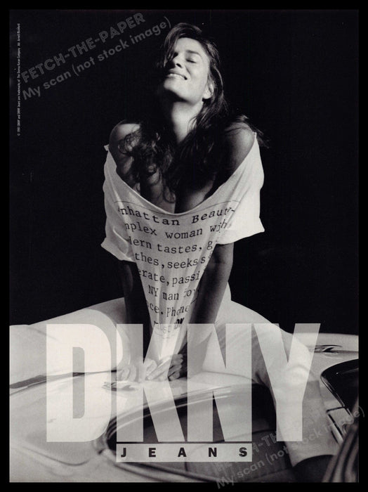 DKNY Jeans 1990s Print Advertisement Ad 1991 Manhattan Beauty Shirt Fetch-the-Paper